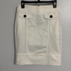 MNG by‎ Mango Women's Pencil Skirt Size 6 White Cotton Blend Pockets NWT
